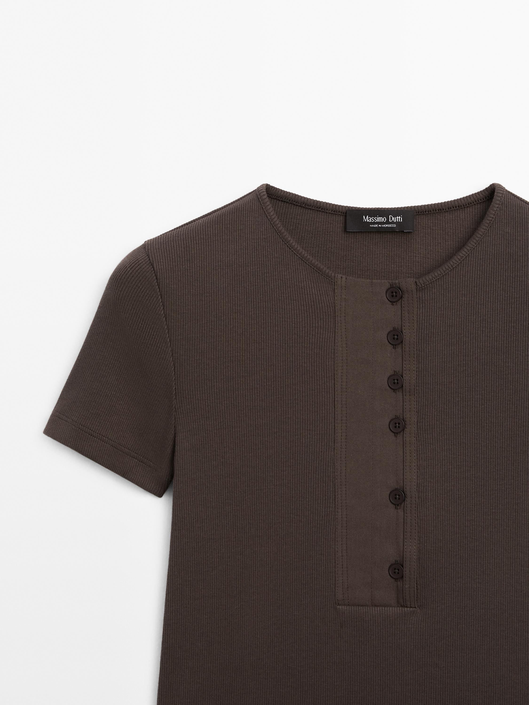 Cotton blend T-shirt with chest detail